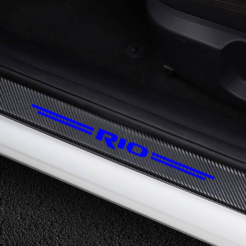 Auto Kohlefaser Einstiegsleisten Für Ki-a Rio 3 4 K2 K3 X-Line Tuning Zubehör 4 STÜCKE Auto Scuff Plate Türschwelle Sill Aufkleber,Blue von KLHYWEN