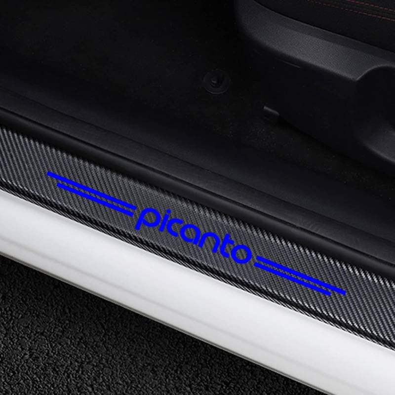 Auto Kohlefaser Einstiegsleisten Für Kia Picanto Tuning Zubehör 4 STÜCKE Auto Scuff Plate Türschwelle Sill Aufkleber,Blue von KLHYWEN