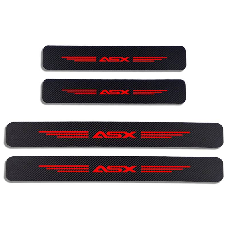 Auto Kohlefaser Einstiegsleisten Für Mitsu-bishi ASX Tuning Zubehör 4 STÜCKE Auto Scuff Plate Türschwelle Sill Aufkleber,Red von KLHYWEN