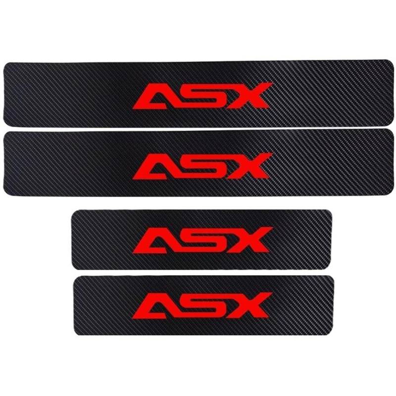 Auto Kohlefaser Einstiegsleisten Für Mitsu-bishi ASX Tuning Zubehör 4 STÜCKE Auto Scuff Plate Türschwelle Sill Aufkleber,Red von KLHYWEN