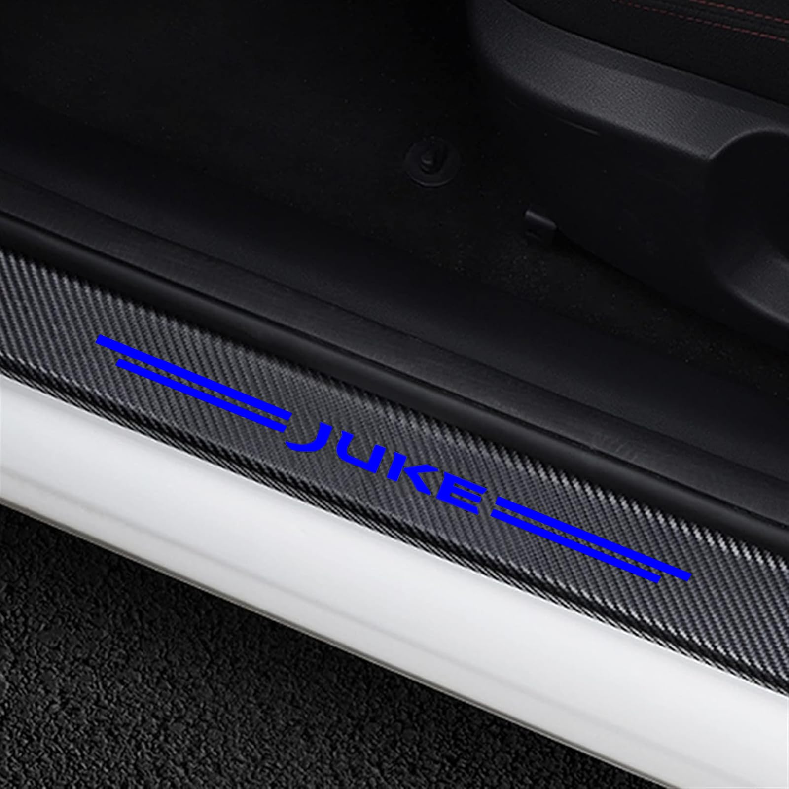 Auto Kohlefaser Einstiegsleisten Für NIS- san Juke F15 F16 Tuning Zubehör 4 STÜCKE Auto Scuff Plate Türschwelle Sill Aufkleber,Blue von KLHYWEN