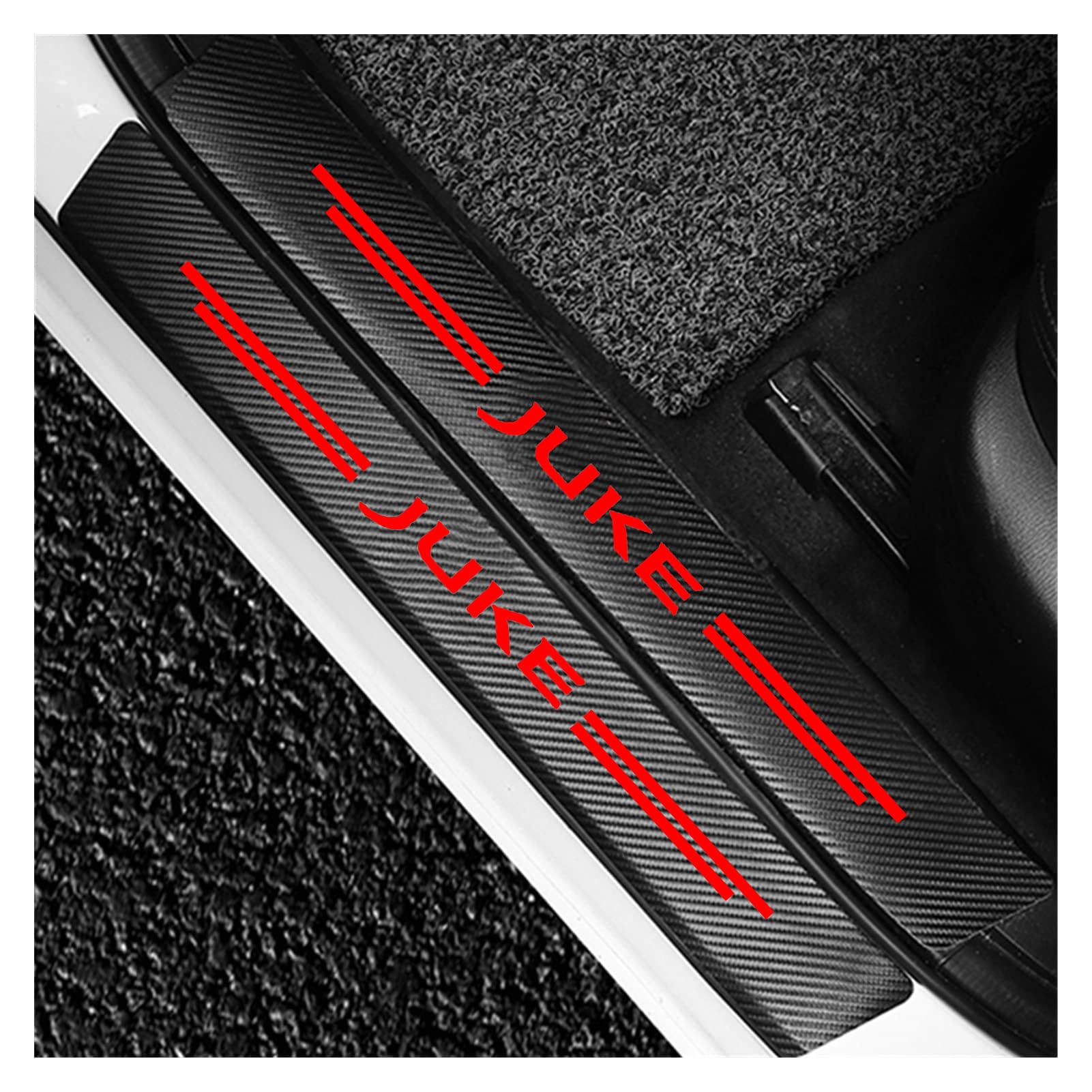 Auto Kohlefaser Einstiegsleisten Für NIS- san Juke F15 F16 Tuning Zubehör 4 STÜCKE Auto Scuff Plate Türschwelle Sill Aufkleber,Red von KLHYWEN