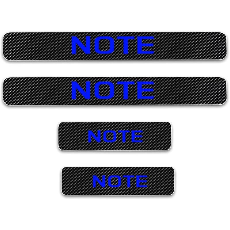 Auto Kohlefaser Einstiegsleisten Für NIS-san Note Tuning Zubehör 4 STÜCKE Auto Scuff Plate Türschwelle Sill Aufkleber,Blue von KLHYWEN