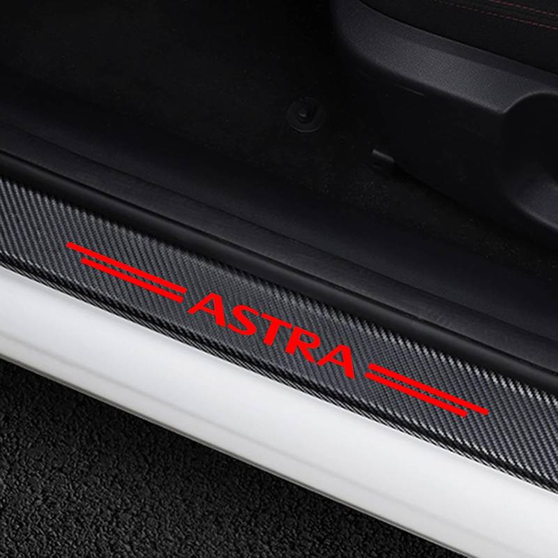 Auto Kohlefaser Einstiegsleisten Für Op-EL Astra J H G K Tuning Zubehör 4 STÜCKE Auto Scuff Plate Türschwelle Sill Aufkleber,Red von KLHYWEN