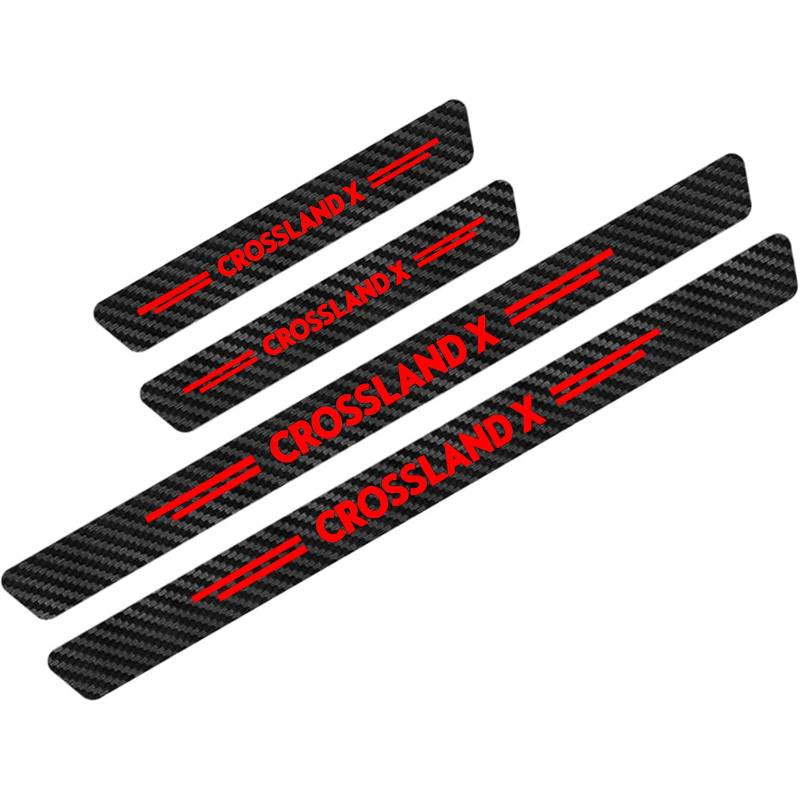 Auto Kohlefaser Einstiegsleisten Für Op-EL Crossland X Tuning Zubehör 4 STÜCKE Auto Scuff Plate Türschwelle Sill Aufkleber,Red von KLHYWEN