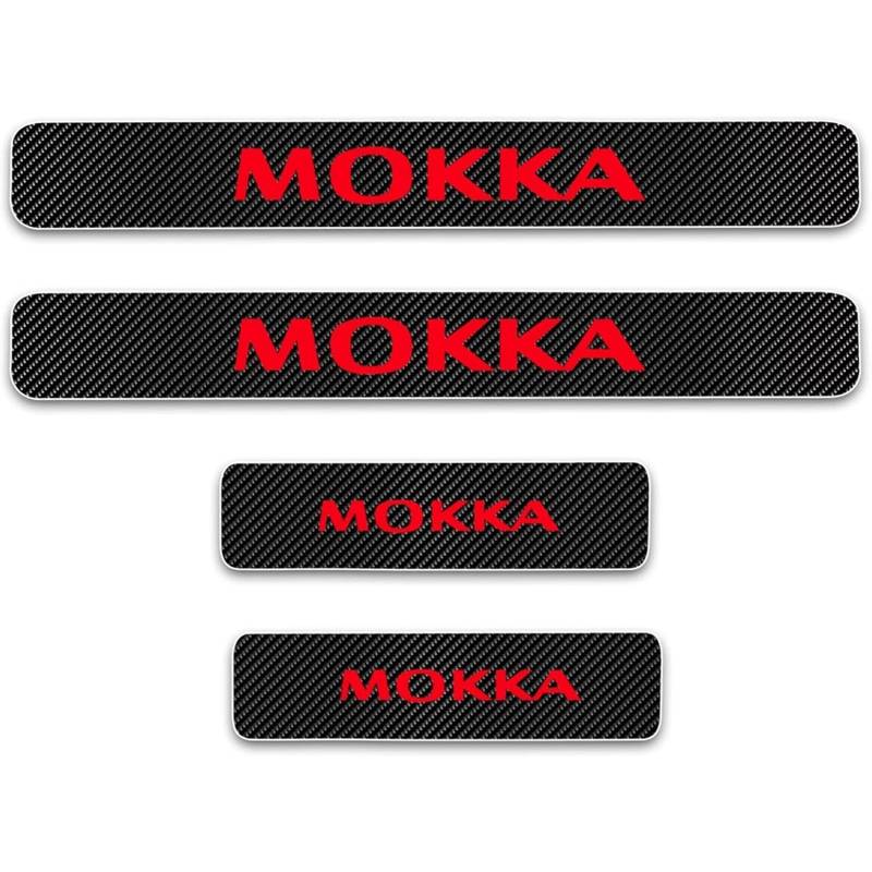 Auto Kohlefaser Einstiegsleisten Für Op-EL Mokka Tuning Zubehör 4 STÜCKE Auto Scuff Plate Türschwelle Sill Aufkleber,Red von KLHYWEN