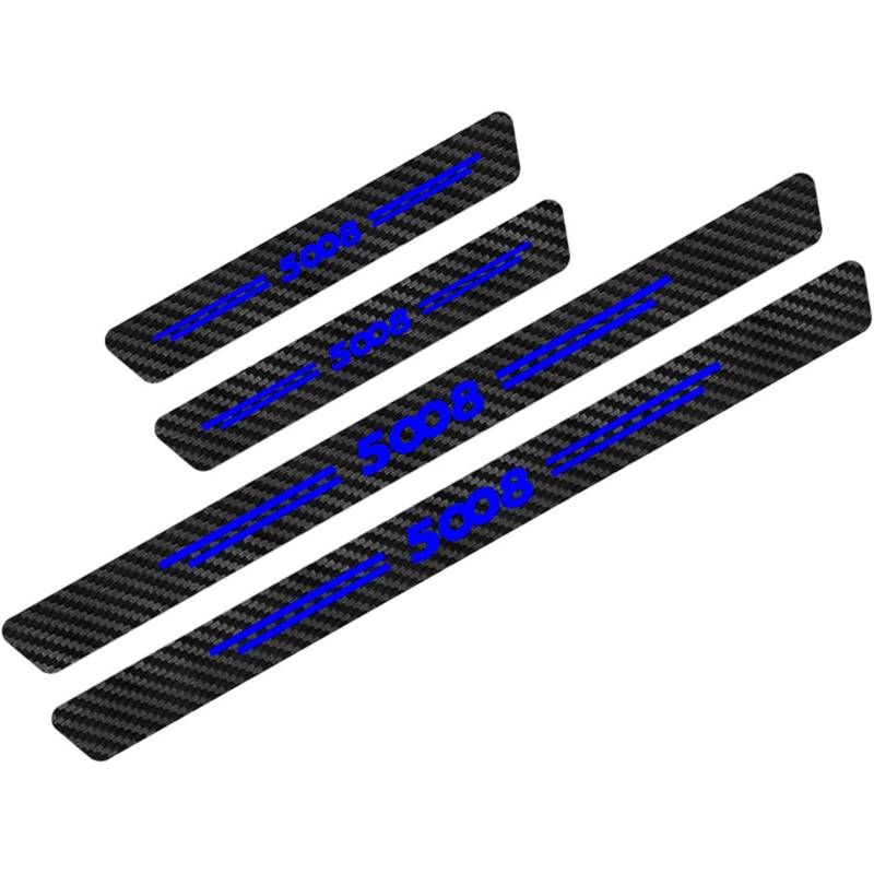 Auto Kohlefaser Einstiegsleisten Für Peu-geot 5008 Tuning Zubehör 4 STÜCKE Auto Scuff Plate Türschwelle Sill Aufkleber,Blue von KLHYWEN