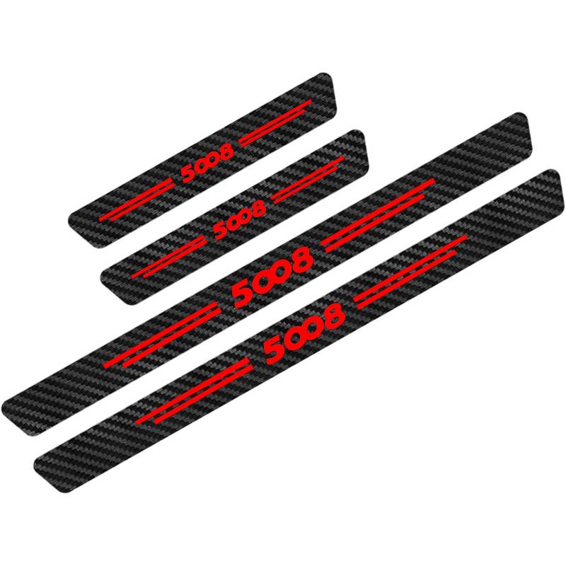 Auto Kohlefaser Einstiegsleisten Für Peu-geot 5008 Tuning Zubehör 4 STÜCKE Auto Scuff Plate Türschwelle Sill Aufkleber,Red von KLHYWEN