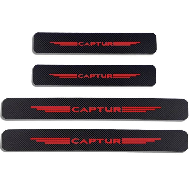 Auto Kohlefaser Einstiegsleisten Für Ren-Ault CAPTUR Tuning Zubehör 4 STÜCKE Auto Scuff Plate Türschwelle Sill Aufkleber,Red von KLHYWEN