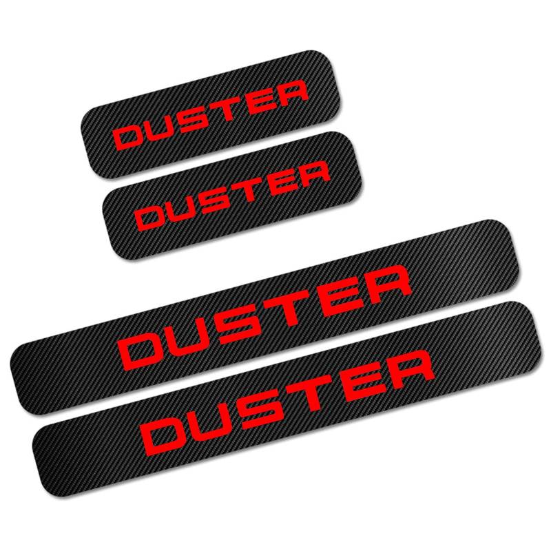 Auto Kohlefaser Einstiegsleisten Für Ren-Ault Dacia Duster Tuning Zubehör 4 STÜCKE Auto Scuff Plate Türschwelle Sill Aufkleber,Red von KLHYWEN