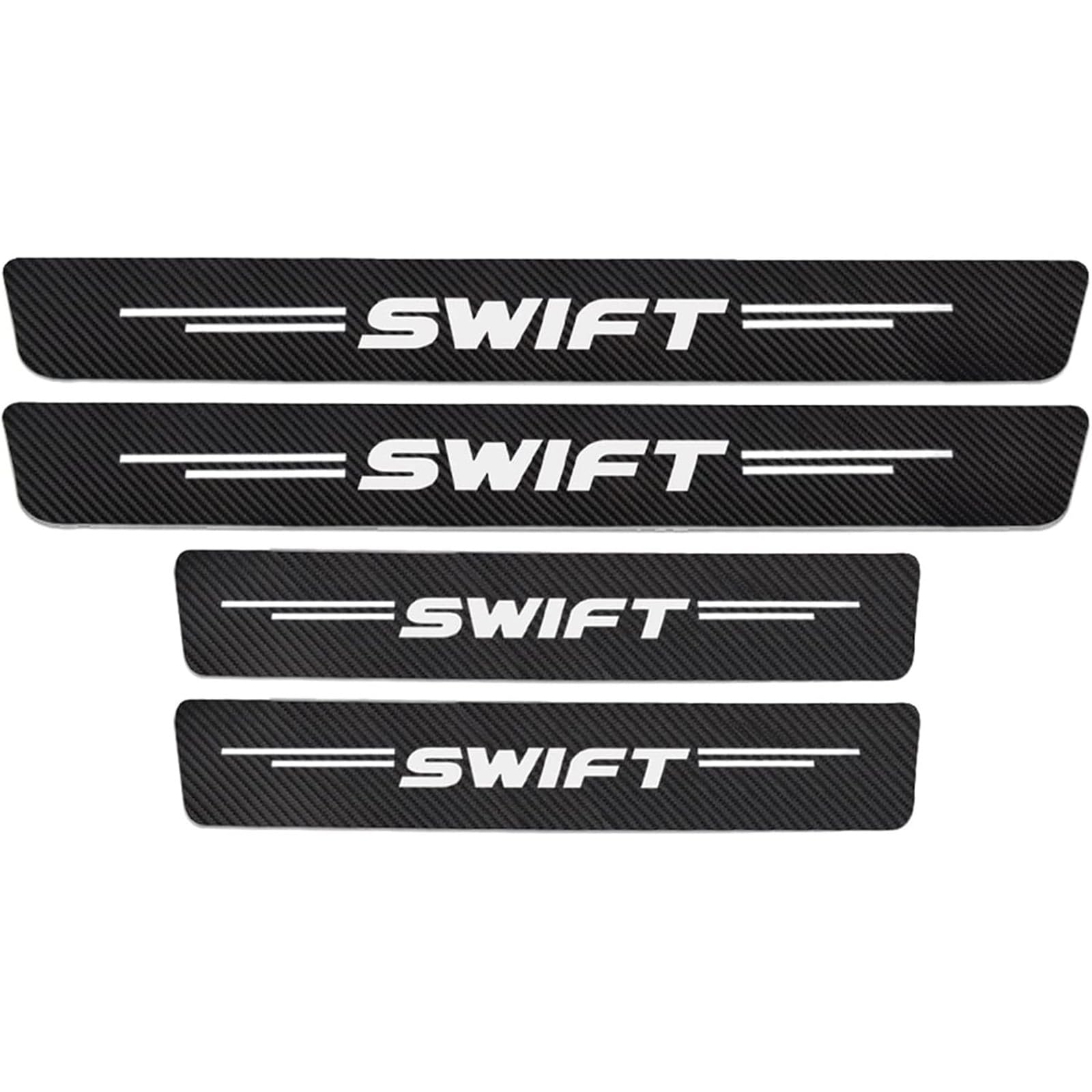 Auto Kohlefaser Einstiegsleisten Für Suz-uki Swift 2022 2021-2014 Tuning Zubehör 4 STÜCKE Auto Scuff Plate Türschwelle Sill Aufkleber,White von KLHYWEN