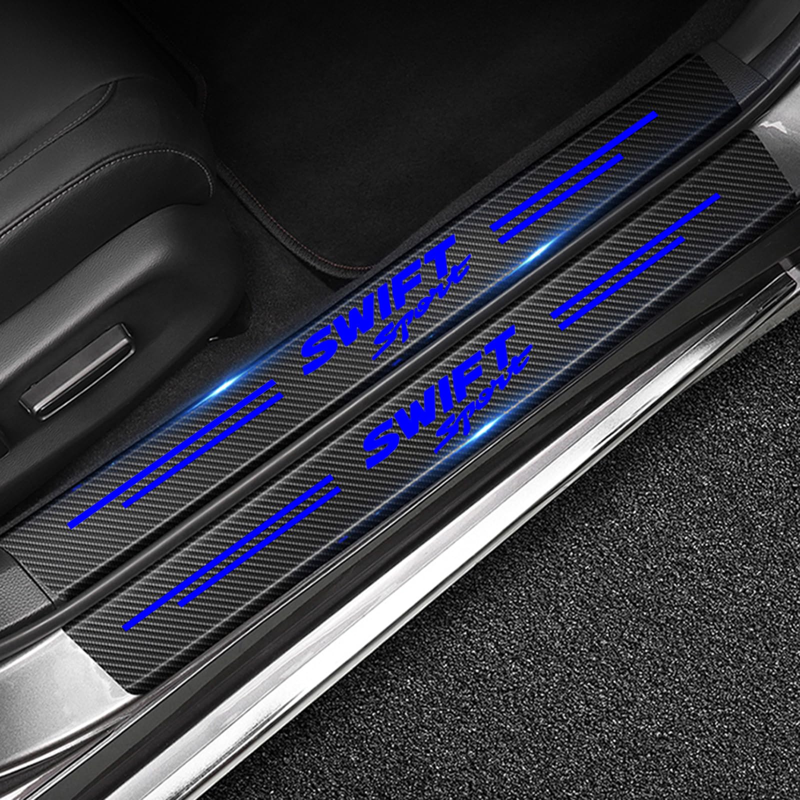 Auto Kohlefaser Einstiegsleisten Für Suz-uki Swift Sport 3 4 Tuning Zubehör 4 STÜCKE Auto Scuff Plate Türschwelle Sill Aufkleber,Blue von KLHYWEN