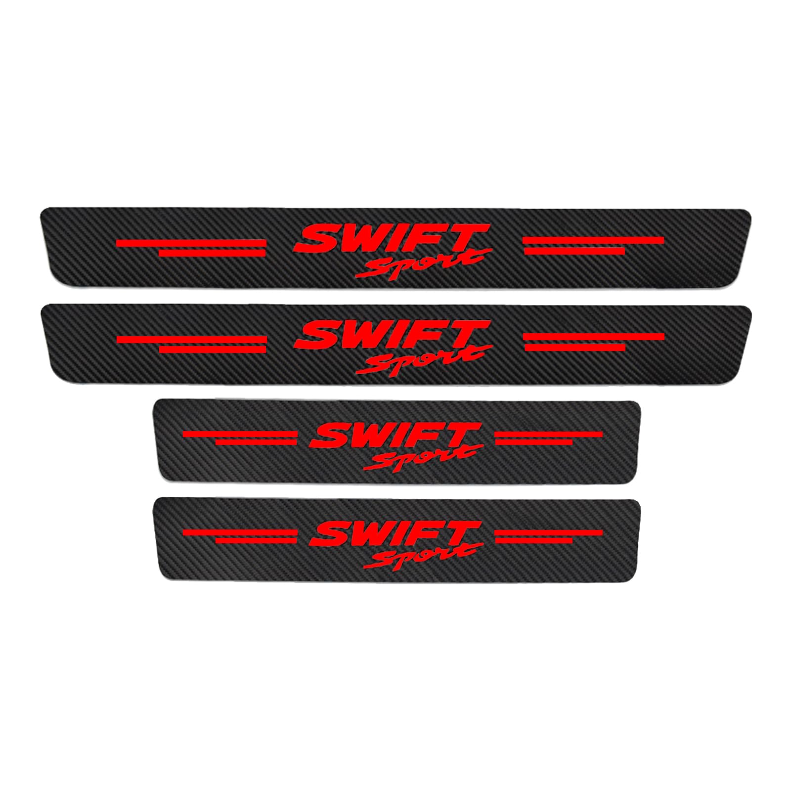 Auto Kohlefaser Einstiegsleisten Für Suz-uki Swift Sport 3 4 Tuning Zubehör 4 STÜCKE Auto Scuff Plate Türschwelle Sill Aufkleber,Red von KLHYWEN