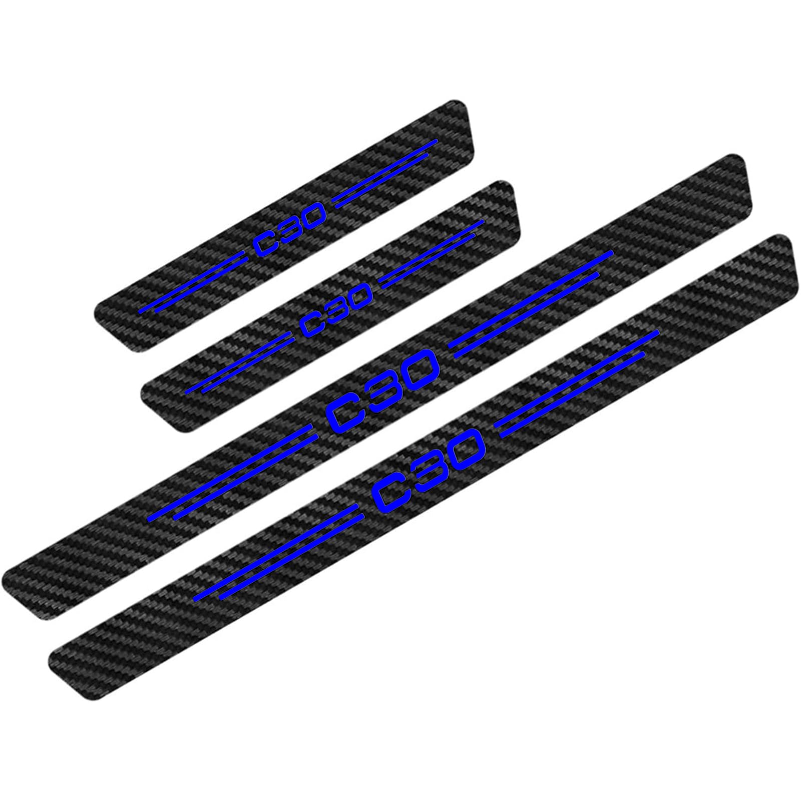 Auto Kohlefaser Einstiegsleisten Für Vo-lvo C30 Tuning Zubehör 4 STÜCKE Auto Scuff Plate Türschwelle Sill Aufkleber,Blue von KLHYWEN