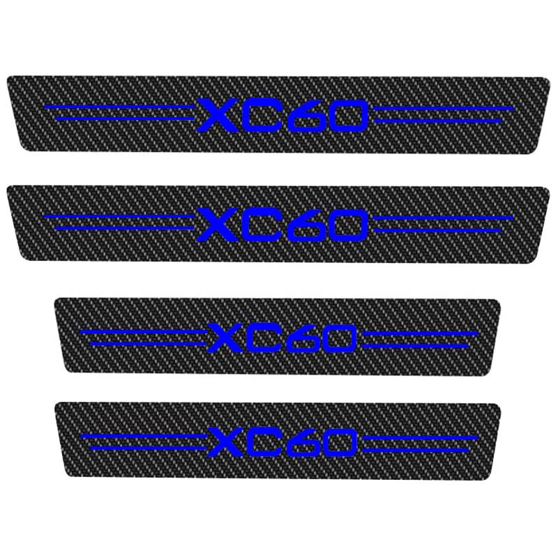 Auto Kohlefaser Einstiegsleisten Für Vo-lvo XC60 2009 2010-2015 Tuning Zubehör 4 STÜCKE Auto Scuff Plate Türschwelle Sill Aufkleber,Blue von KLHYWEN