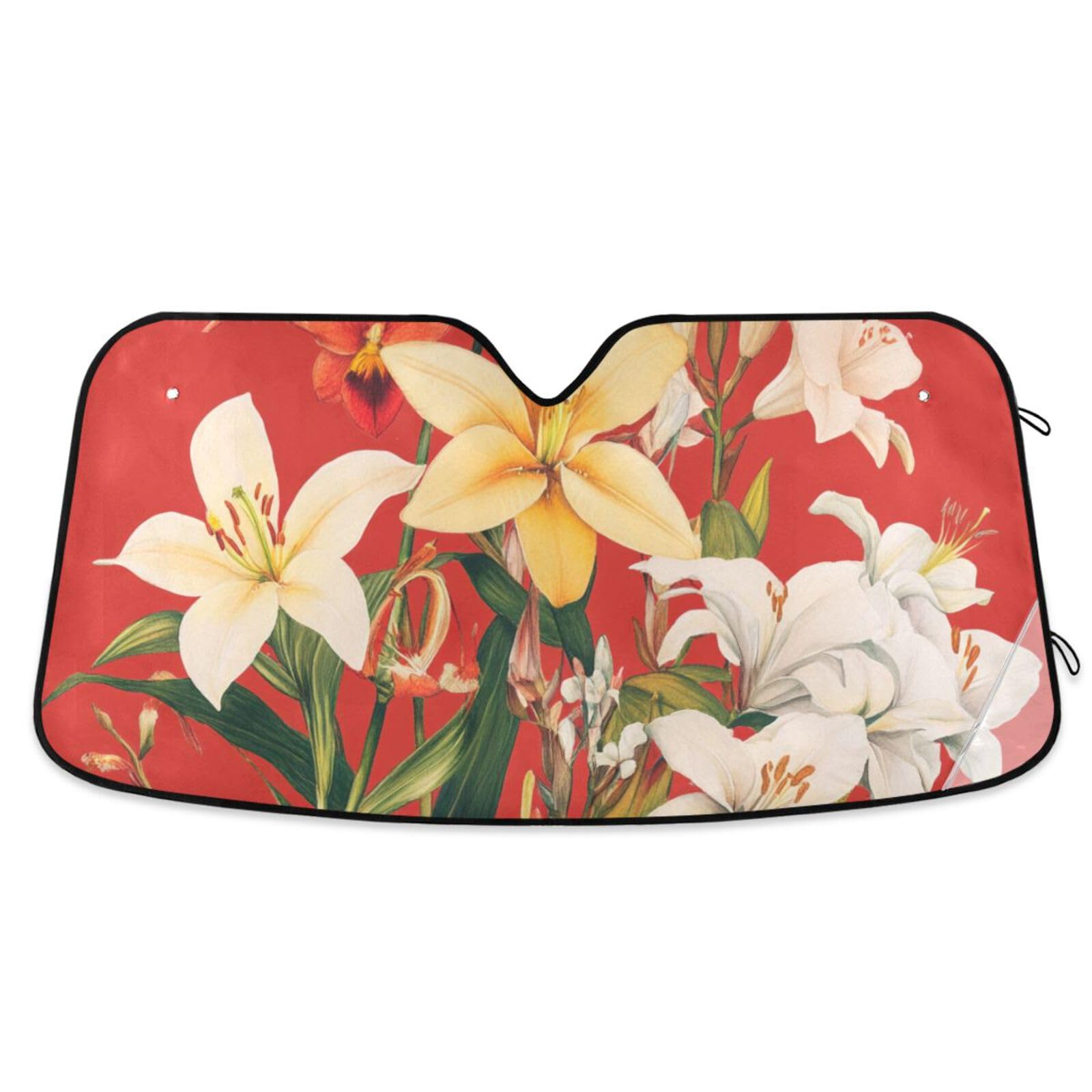 KLL Sonnenschutz, faltbar, UV-Schutz, acesorios para coches 134 x 69 cm, Blumen, Lilie, Orchidee, Canna Rot von KLL