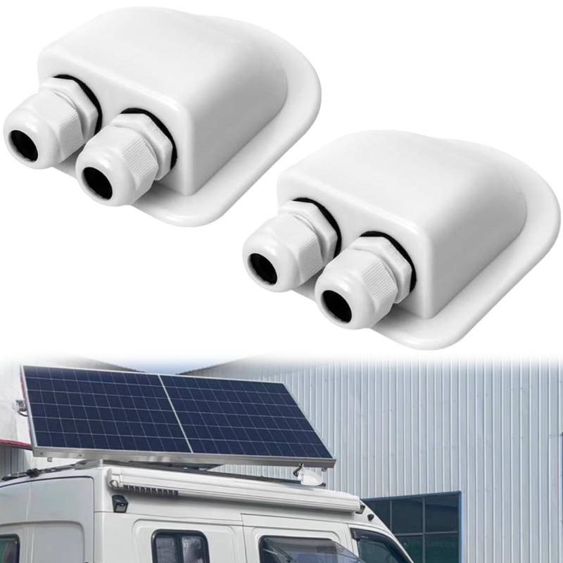 KLLJ Solar Kabeldurchführung,2pcs 2-Fach Solar Dachdurchführung Ziegel,Solar Doppel-Kabeldurchführung,wasserdichte Solarmodule Kabelverbinder für Wohnmobil Photovoltaik RV Camper Sat von KLLJ