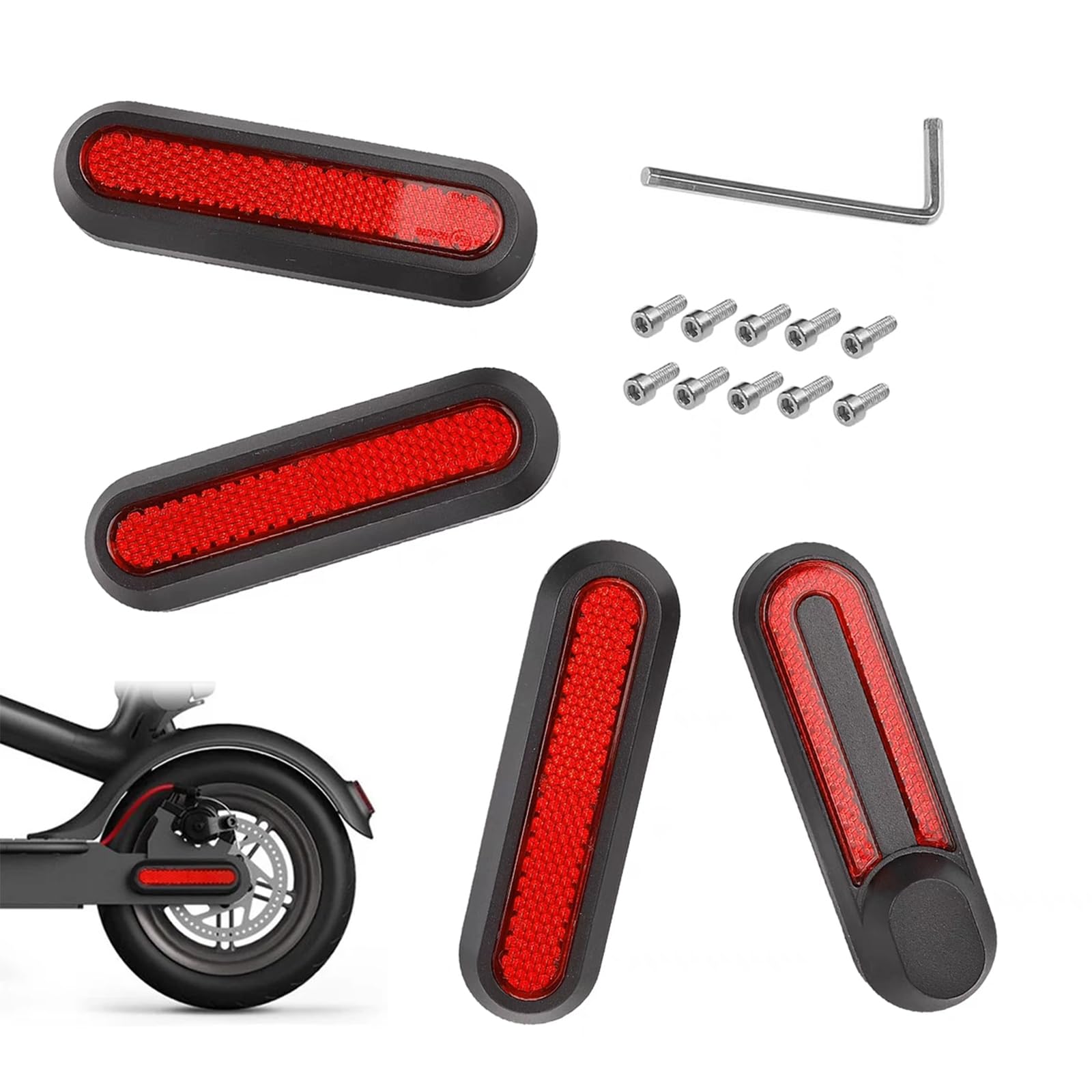 Reflektierende Hinterradabdeckungen,Reflektierende Schutzabdeckung,Scooter Seitenabdeckungen mit Rückstrahler,Scooter Ersatzteiil,pour Scooter M365 /Pro/Pro 2 /1S,Rot von KLLJ