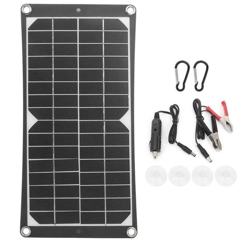 KLLJRFW 10-W-Solarpanel Tragbares monokristallines Solarpanel mit Karabiner und Saugnapf Flexibler USB-Anschluss 10 W für Notaufladung im Freien von KLLJRFW