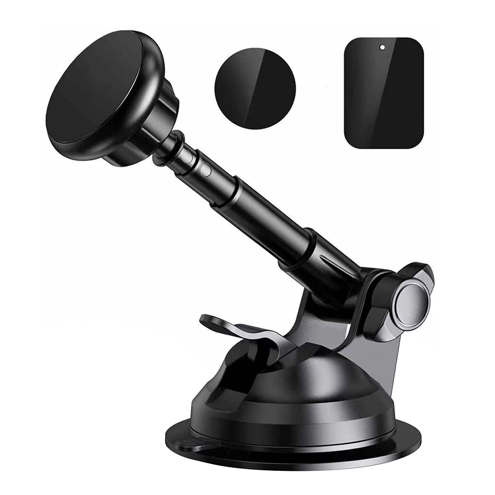 KLLJRFW Magnetische Autotelefonhalterung, einziehbare Halterung mit 360-Grad-Drehung, 13 bis 26 cm Verlängerung, Starke N42-Magnete für Armaturenbrett, Windschutzscheibe, Büro, (Magnet Black) von KLLJRFW