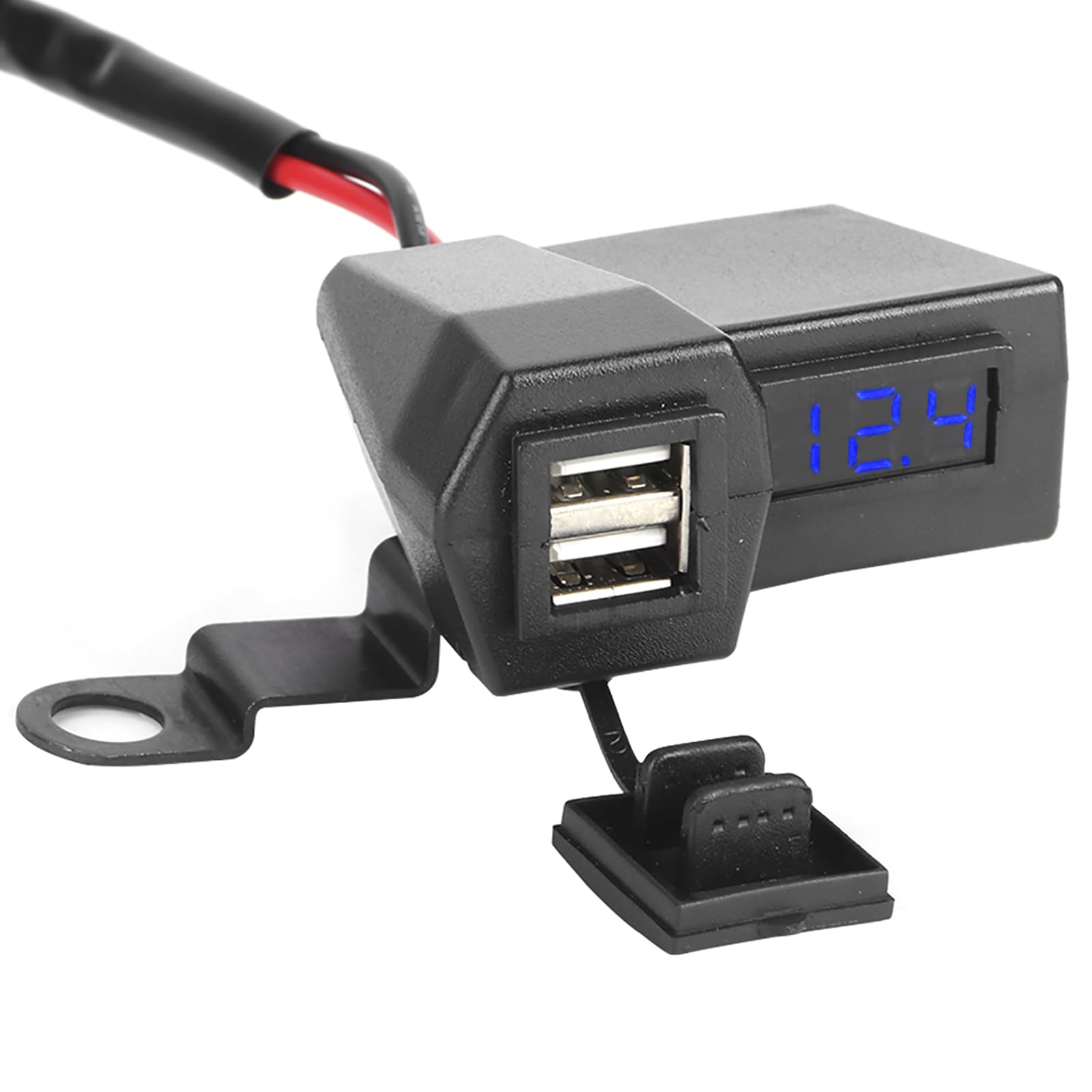 KLLJRFW Universal-Motorrad-Dual-USB-Ladebuchsen-Adapter mit Voltmeter-Anzeige, Hochgeschwindigkeits-Laden im Freien für Motorräder (Blue Light) von KLLJRFW