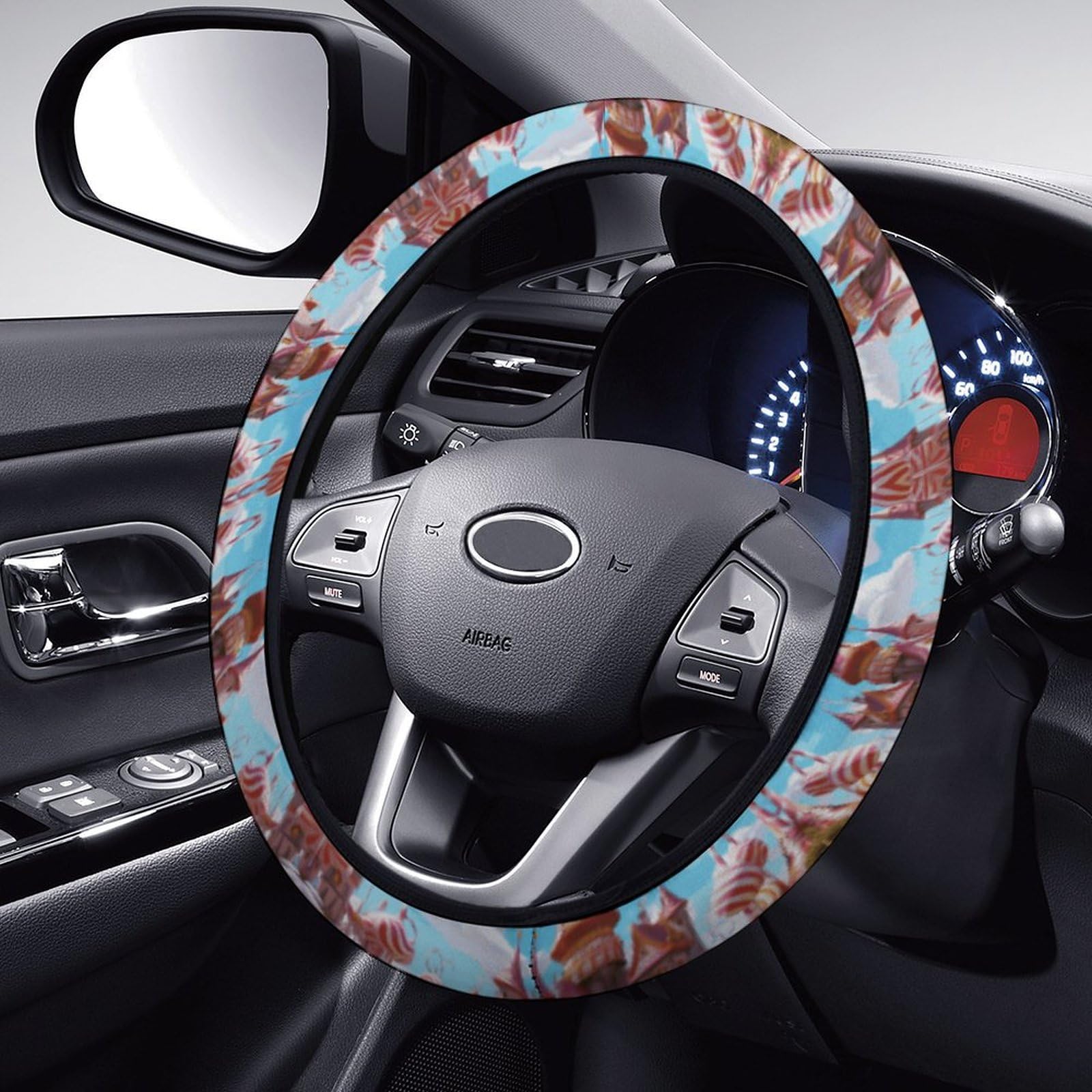 Candy Land Auto Elastische Stretch Lenkradabdeckung Universal 15 Zoll Fahrzeug Lenkradbezüge Neuheit Autos Innenzubehör für Männer Frauen Auto Schutzhülle von KLOPH