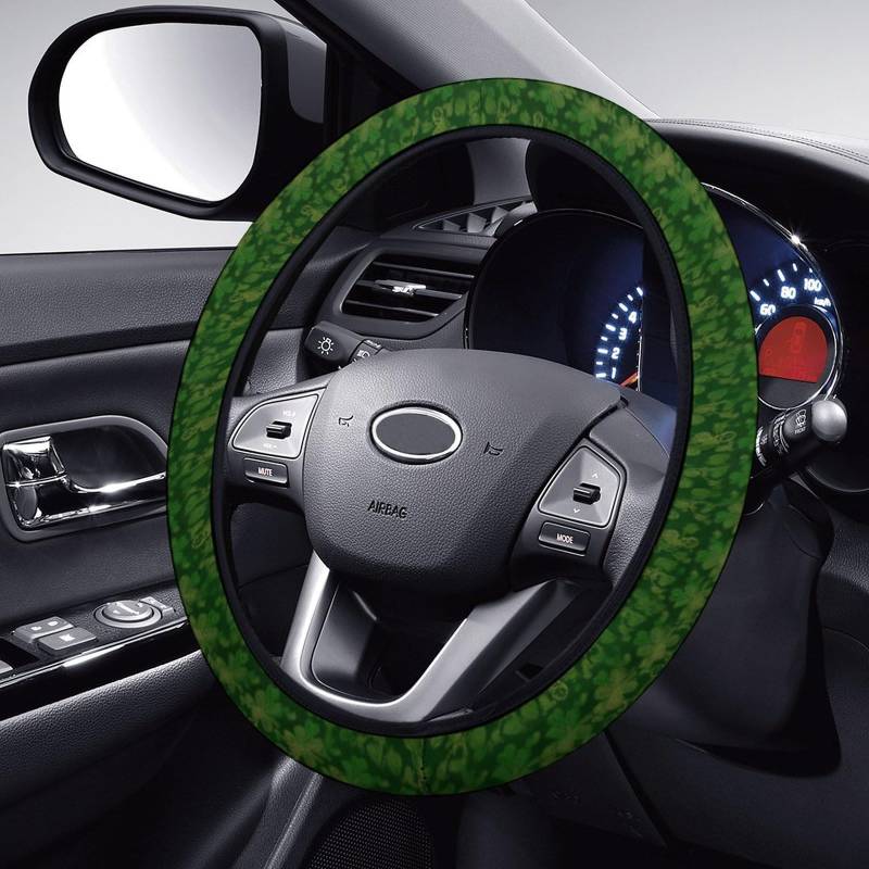 Hintergrund St. Patrick's Day Glitzer Auto Elastische Stretch Lenkradabdeckung Universal 15 Zoll Fahrzeug Lenkradabdeckungen Neuheit Autos Innenzubehör für Männer Frauen Auto Schutzhülle von KLOPH