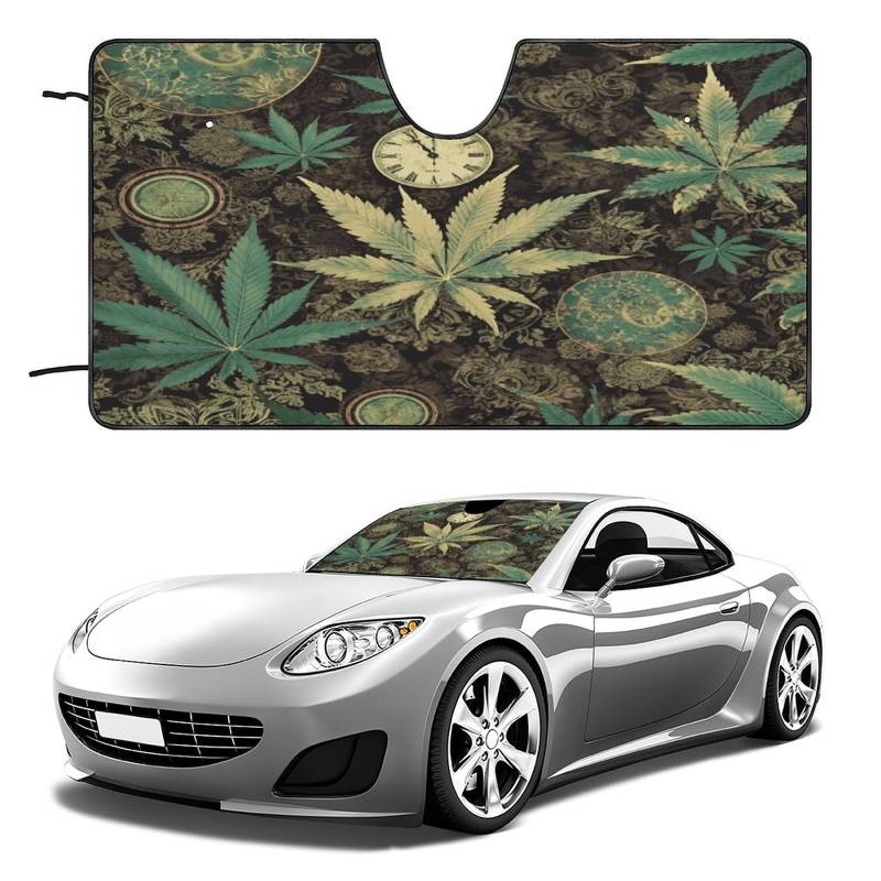 Auto-Sonnenschutz-Board, ein Puff in Time Weed Marihuana bedruckte Outdoor-Windschutzscheibenabdeckungen, Auto-Windschutzscheiben-Sonnenschutz ist perfekt für die meisten kompakten Autos von KLSVTMEA