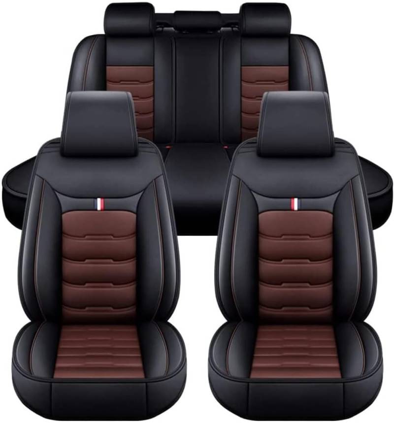 KLUEES Leder Auto Sitzbezüge Für Chrysler 300C 2015-2025,Verschleißfester Vorne Hinten Sitzschutz Sets,Bequem Atmungsaktiv Full Set Sitzbezug,Auto Innenraum,C/Black Coffee von KLUEES