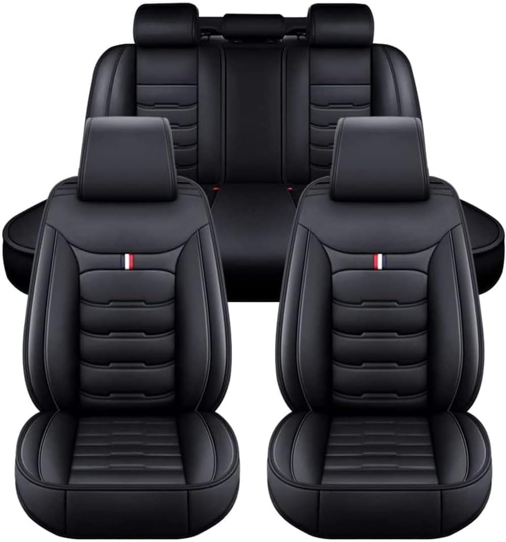 KLUEES Leder Auto Sitzbezüge Für Infiniti M56 2011-2025,Verschleißfester Vorne Hinten Sitzschutz Sets,Bequem Atmungsaktiv Full Set Sitzbezug,Auto Innenraum,A/Black von KLUEES