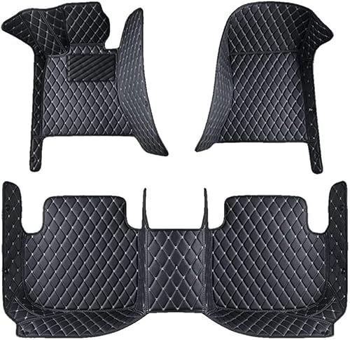 Leder Auto Fußmatten Für Sharan (7N) 2.Gen 7seats 2012-2024,Allwetter rutschfeste Tragen Schutz Fussmatten,Vorne Hinten Fußmatten Teppich Set,Auto Zubehör,B/Black-beige von KLUEES