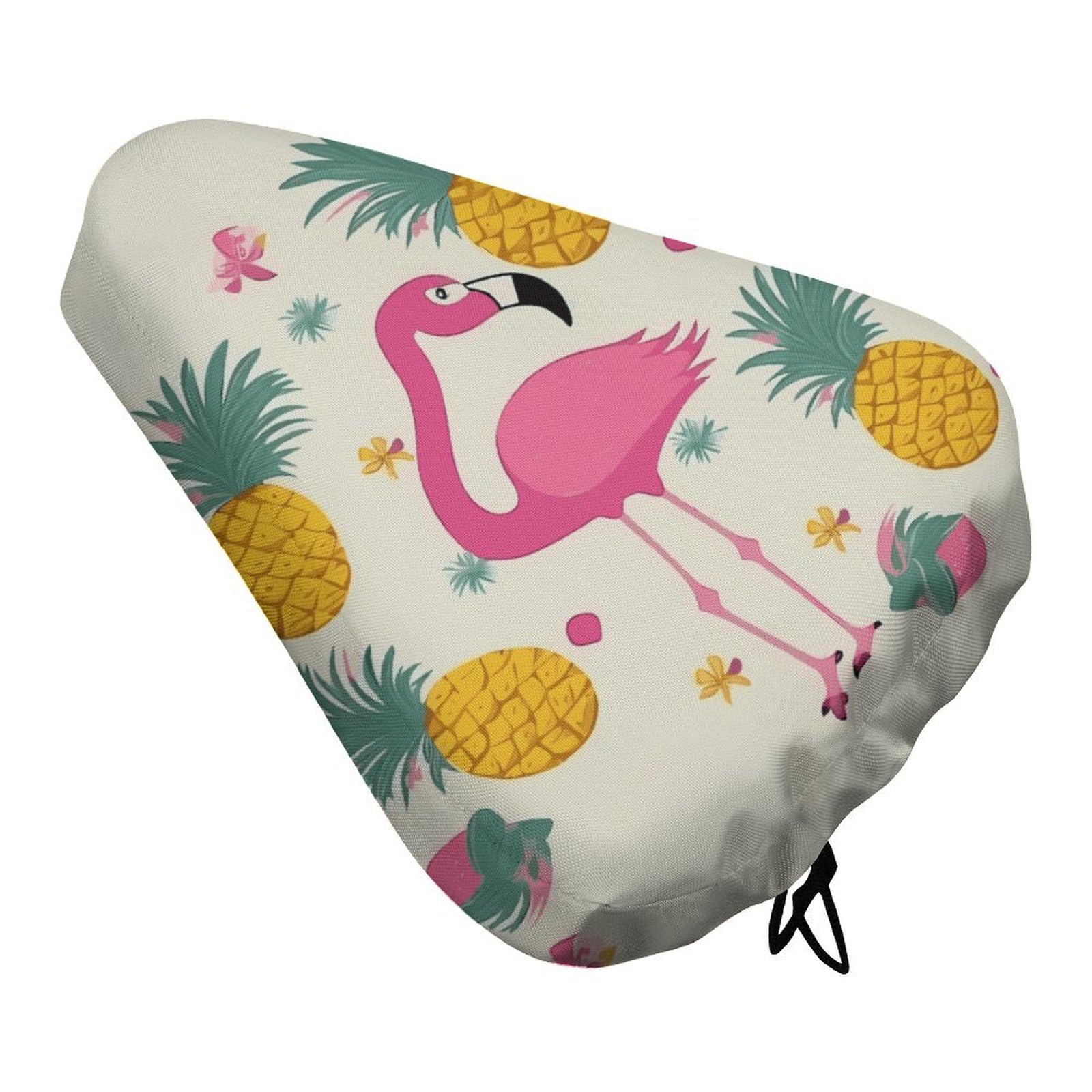 Fahrradsitzbezug Flamingo und Ananas, wasserdicht, regenfest und staubabweisend, Fahrradsitzkissen, Schutz mit Kordelzug von KLWQR