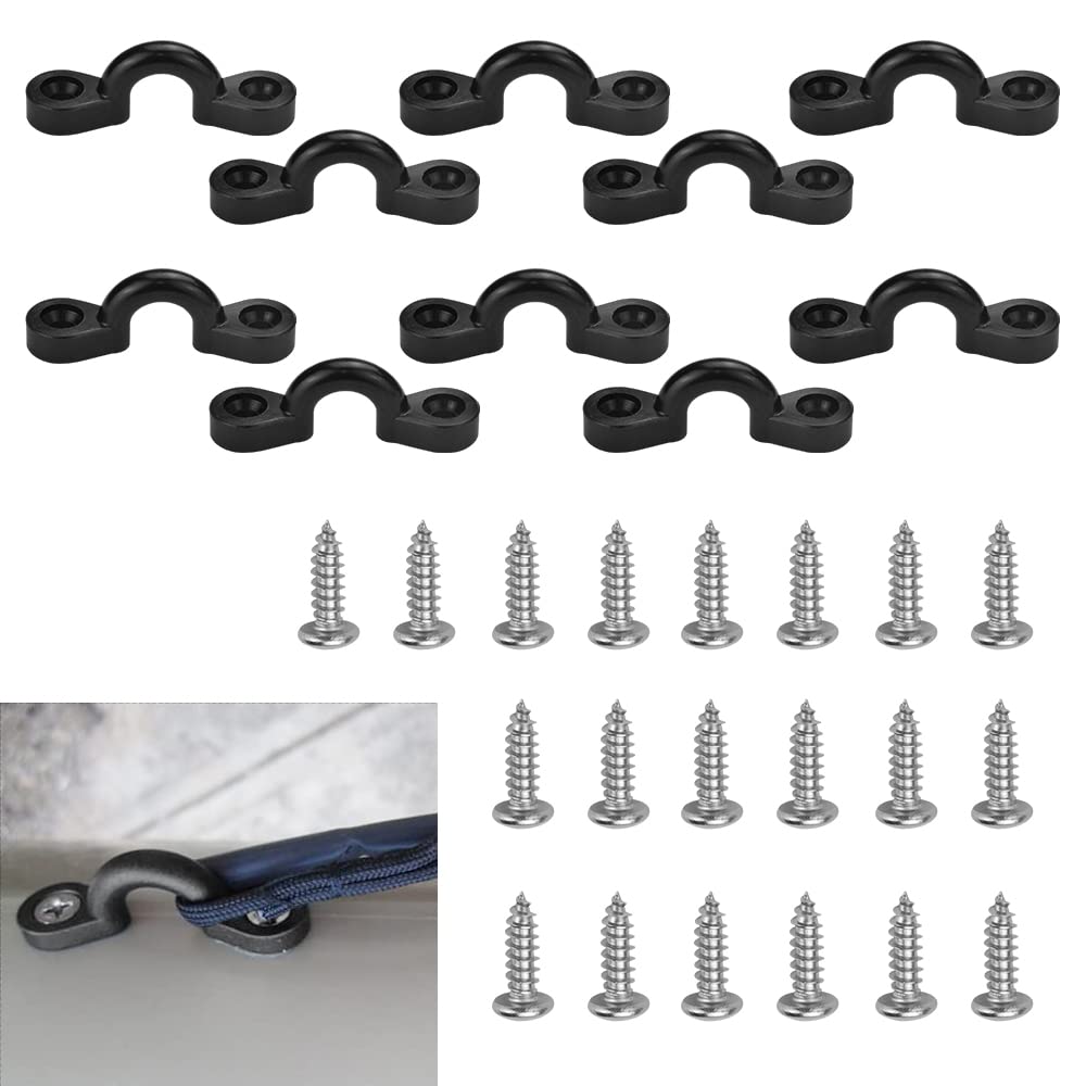 KLYNGTSK 10 Stück Nylon Bungee Loops Kajak Pad Eye Kajak Deck Schnalle mit 20 Schrauben Kajak Deck Loops Fenderöse Kajak Augplatte für Kayak Canoe Rigging von KLYNGTSK