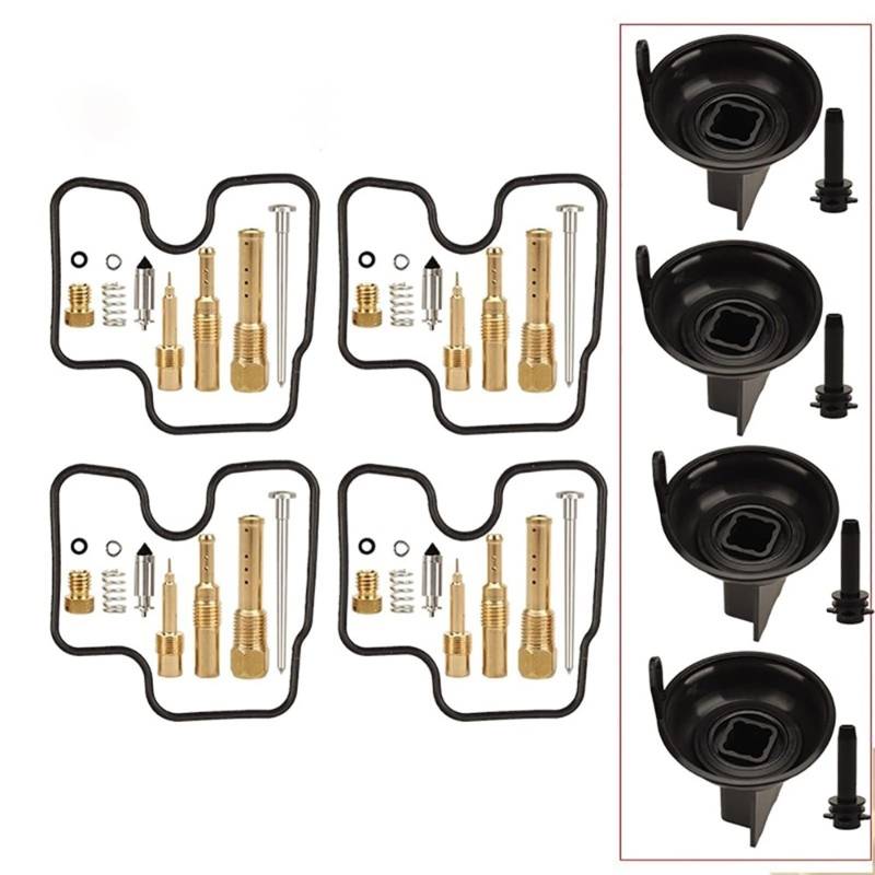 4 Sets Motorrad-Vergaser-Reparatur-Set, Reparatur-Set, Ersatzteile, Kolben-Membran-Werkzeug für CB400 CB 400 1992–1998 (4 Sets und Kolben) von KLZSOO