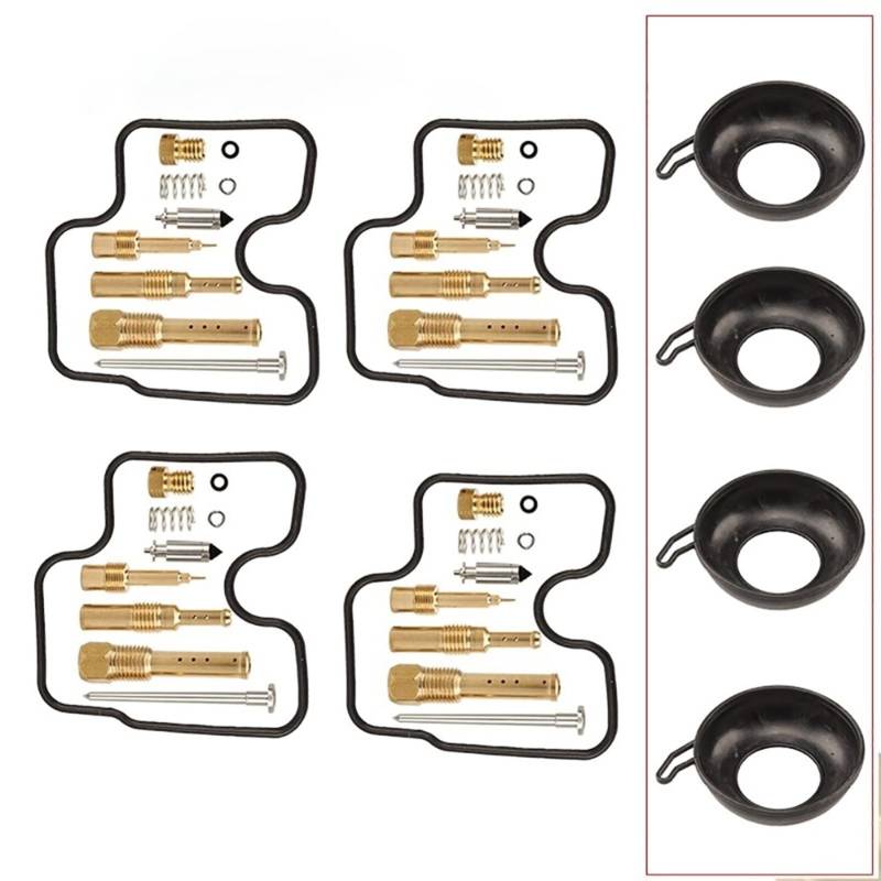 4 Sets Motorrad-Vergaser-Reparatur-Set, Reparatur-Set, Ersatzteile, Kolben-Membran-Werkzeug für CB400 CB 400 1992–1998 (4 Sets und Membran) von KLZSOO