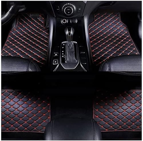 Auto Leder Fussmatten Custom für Mercede-s Be-nz GLK 200 220 250 260 300 350 400, Allwetter rutschfeste Fussmatten Vordere Hintere Reihe Automatten Teppiche ZubehöR,B/Black red von KLower