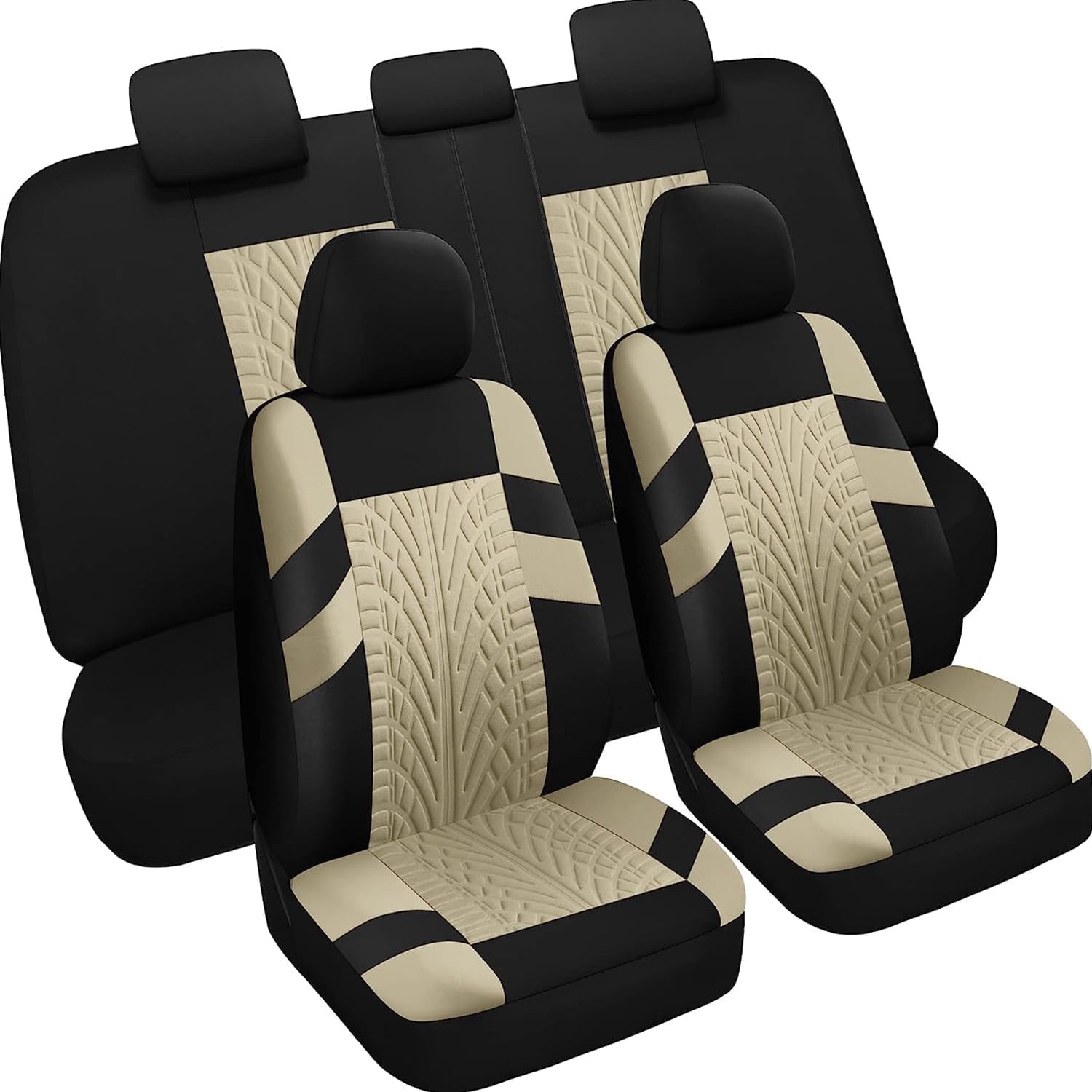 KLower Auto Sitzbezüge Stoff Set für V-W Tiguan 2. Gen/Tiguan Allspace 2016-2023, Autositzbezüge Seasons Protectors Schonbezüge Sitzschoner Innenraum Zubehör,D/Beige von KLower