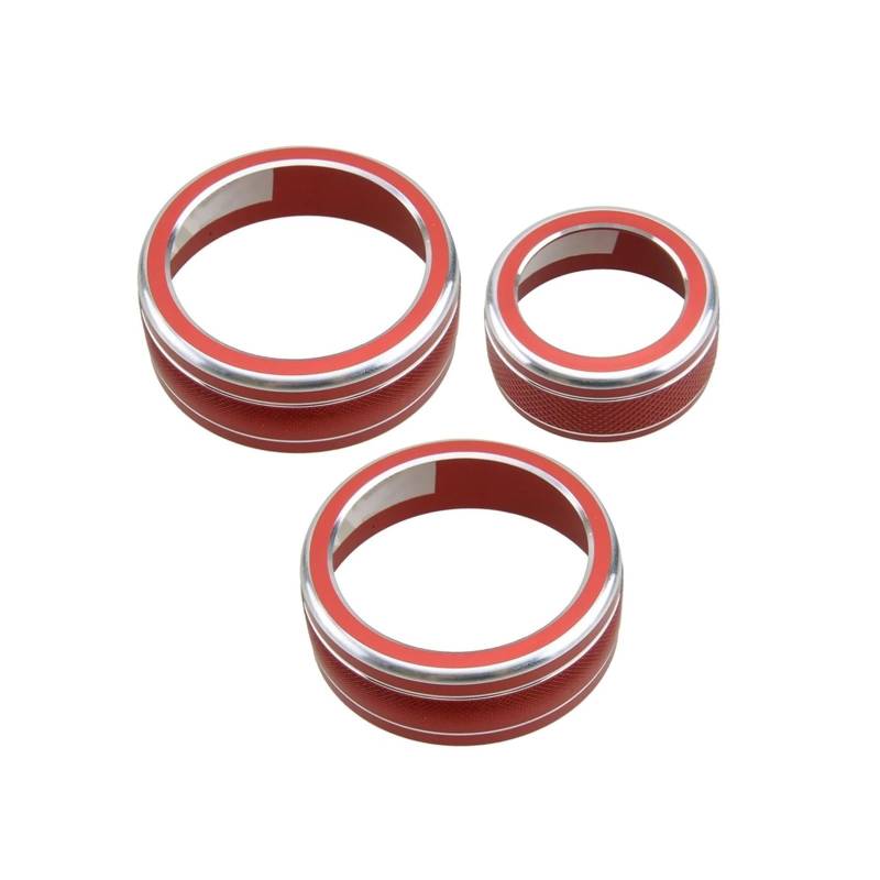 KMLONG 3-teiliges Set mit Ringabdeckung for den Klimaregler, passend for Subaru, Forester XV WRX STi Impreza 2016 2015, rote Konsole aus Aluminiumlegierung Armaturenbrett-Knopfring von KMLONG