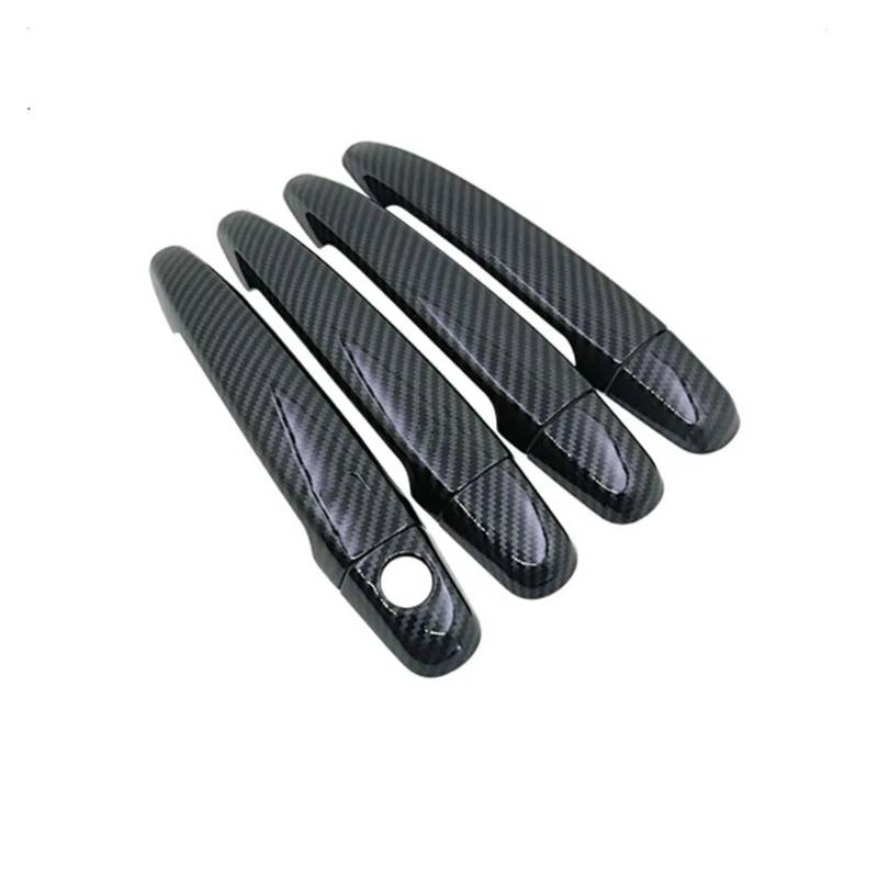 KMLONG Aufkleber for die Türgriffabdeckung, passend for Toyota Sienna XL20 20, 2004–2010, glänzend schwarzes Carbonfaser-Chrom-Set, Styling-Zubehör Abdeckung für den Außentürgriff(Carbon no button) von KMLONG