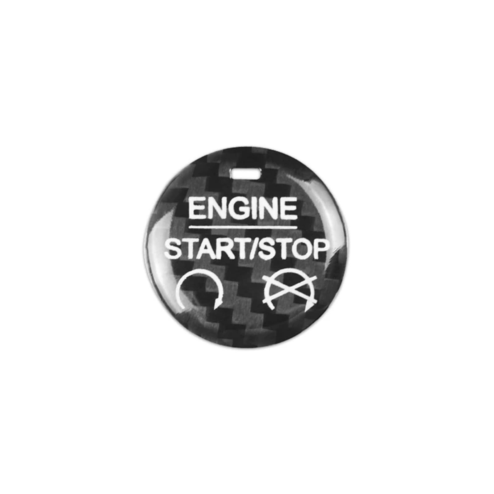 KMLONG Auto-Motor-Start-Stopp-Tastenabdeckung, passend for Ford, Mustang 2015–2021, Kohlefaser-Aufkleber Start-Stopp-Knopf-Dekor(Black) von KMLONG