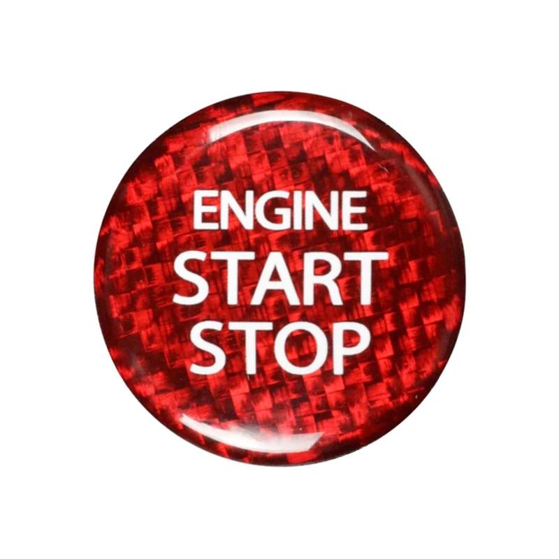 KMLONG Auto-Motor-Start-Stopp-Tastenabdeckung, passend for Suzuki, Alto 2016, Kohlefaser-Aufkleber Start-Stopp-Knopf-Dekor(Red) von KMLONG