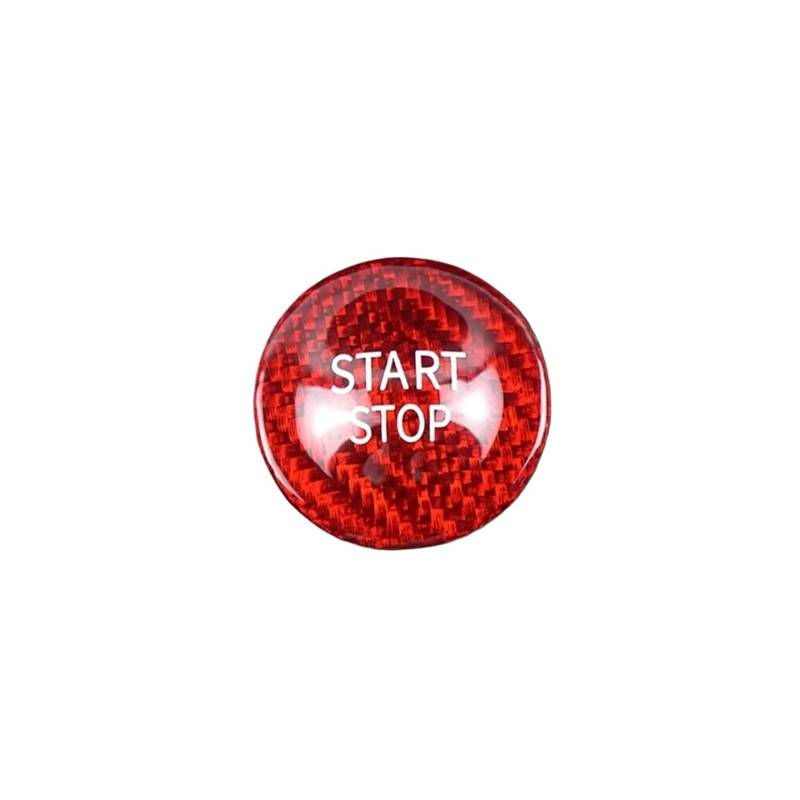 KMLONG Automotor-Start-Stopp-Tastenabdeckung, passend for Renault, Clio 2013–2018, Kohlefaser-Aufkleber Start-Stopp-Knopf-Dekor(Red) von KMLONG