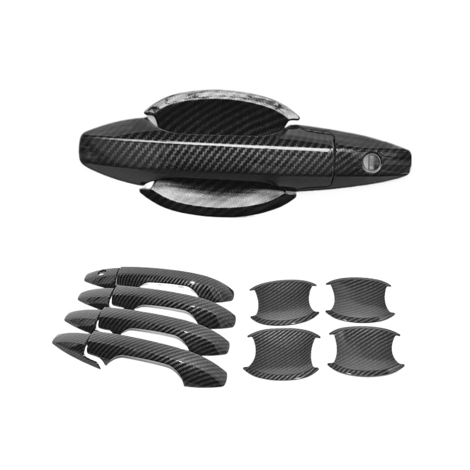 KMLONG Autotürgriffabdeckung, passend for CRV CR-V 2007–2011, glänzend schwarz, Karbonfaser, Chrom, Dekor, Zieraufkleber, Styling-Zubehör Abdeckung für den Außentürgriff(Carbon handle-bowl) von KMLONG