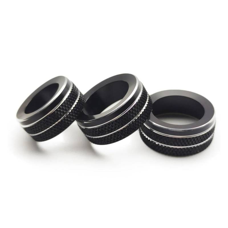 KMLONG Zierblende for Knopfschalterring, passend for A3, 8V 2014-2020, Autozubehör, Auto-Styling, Mittelkonsole, Multimedia Armaturenbrett-Knopfring(Black) von KMLONG