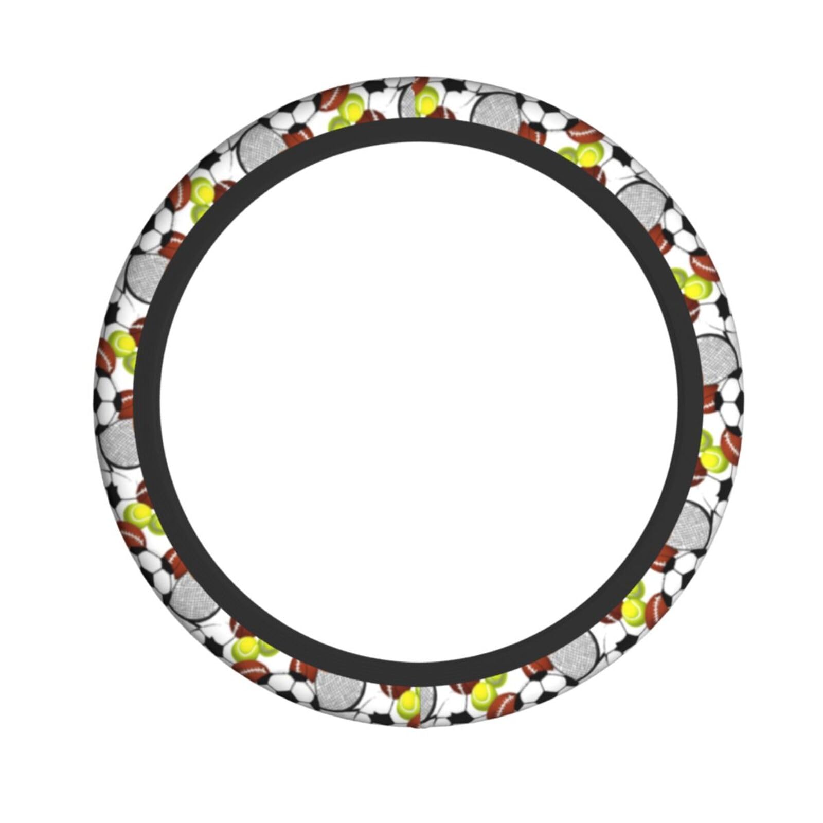 KMNHBGF (Sportball) Weicher, elastischer, bequemer Lenkradbezug, rutschfest und praktisch, 38,1 cm, universeller Auto-Lenkradbezug für Männer und Frauen, Schwarz von KMNHBGF