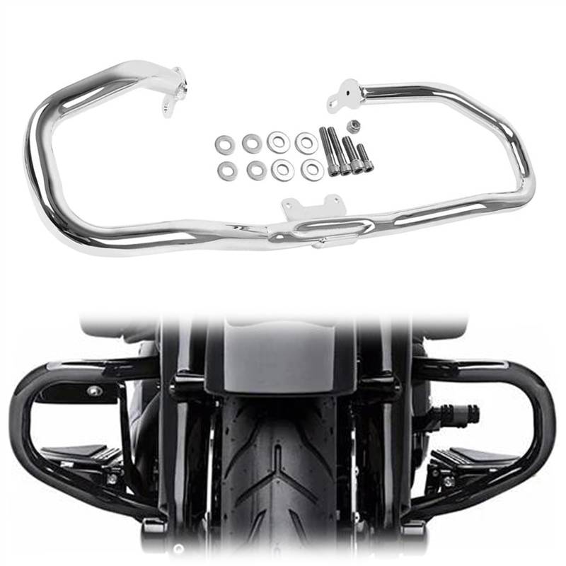 Motorrad-Sturzbügel Motorradrahmen Fallschutz Motorschutz Crash Bar Rahmen Stoßstange Für Harley Für Road King FLHR 2014-2017 2018 2019 2020 2021 2022(Chrome) von KMWSHAN