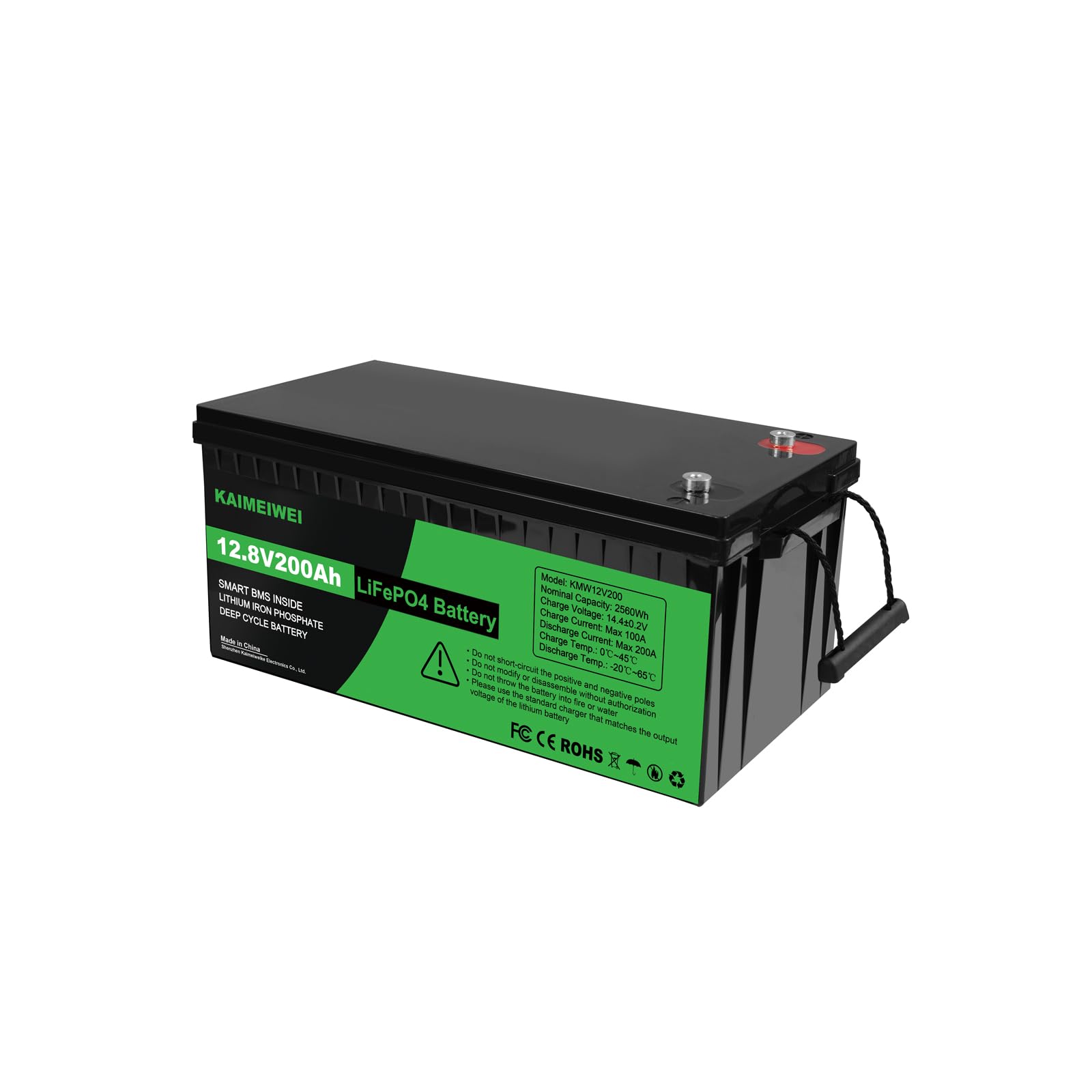 KMWThunder LiFePO4 12.8v 200Ah 2560Wh Lithium-Batterie mit Niedertemperatur-BMS-Schutz und 4500+ Zyklen Lithium-Eisen-Phosphat-Batterie, für den Einsatz in Wohnmobilen, Solar- und Camping-Anwendungen von KMWThunder