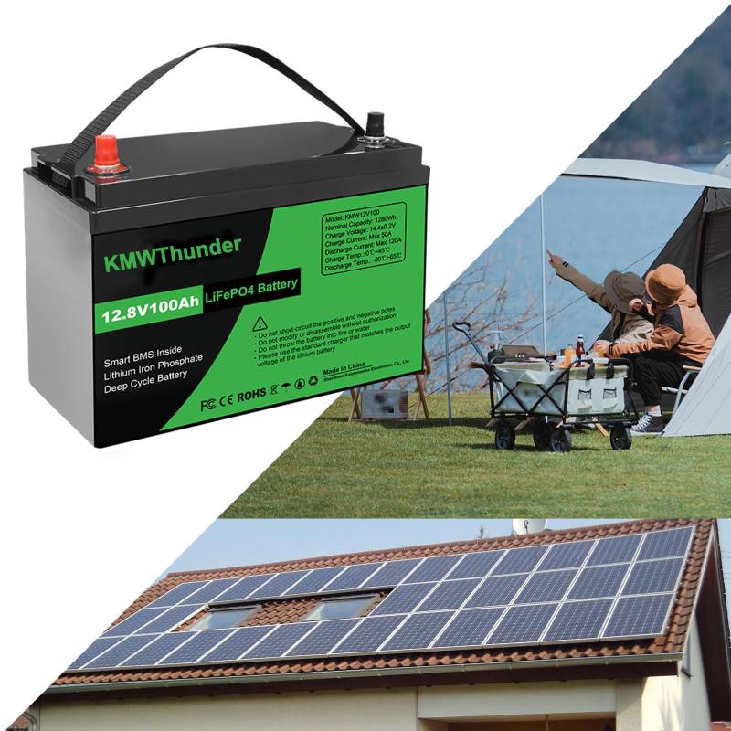 KMWThunder LiFePO4 12v 100Ah 1280Wh Lithium-Batterie mit Niedertemperatur-BMS-Schutz und 4000-7000 Zyklen Lithium-Eisen-Phosphat-Batterie, für den Einsatz in Wohnmobilen, Camping-Anwendungen von KMWThunder