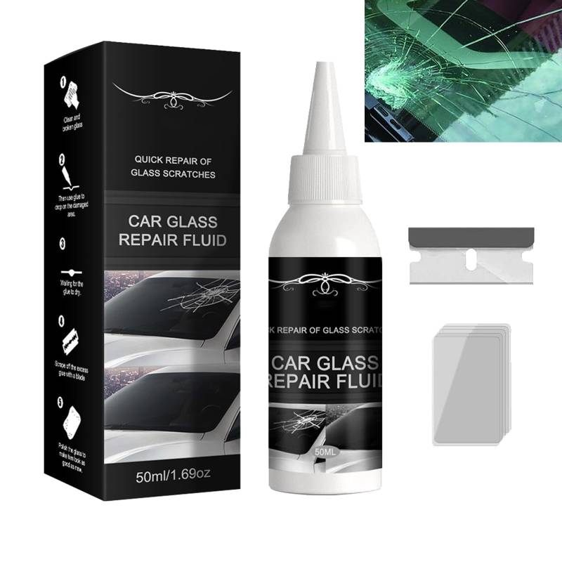 KOAHDE Kfz-Glasreparaturflüssigkeit,Autoglas Nano Reparaturflüssigkeit,Auto Windschutzscheibe Cracked Repair Tool,Windschutzscheibe Kratzer Entferner Kit,Windscreens Cracks Repair Tools für Auto,50ML von KOAHDE