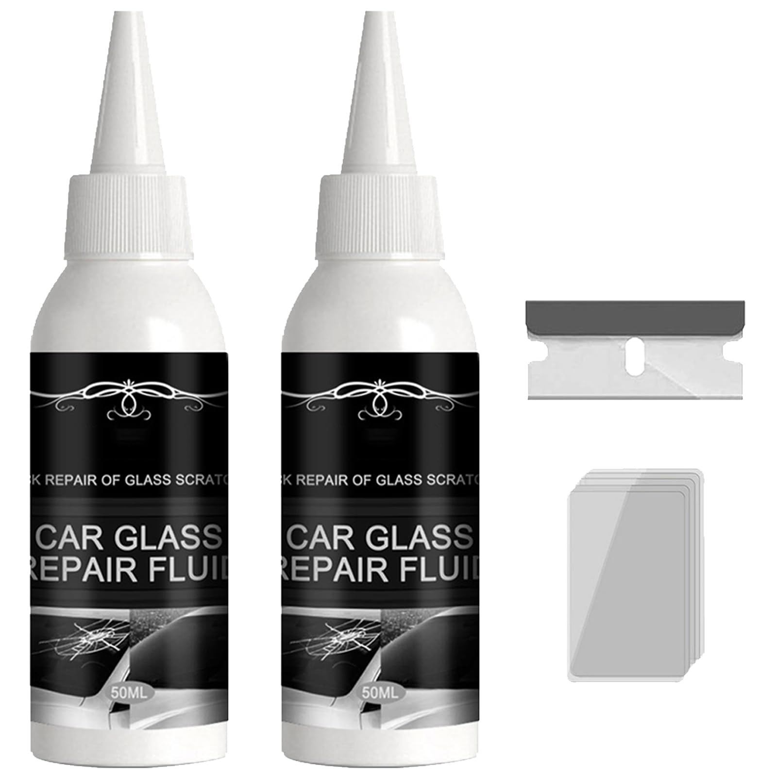 Reparatur-Set für Risse, Glasreparaturflüssigkeit, Glasreparatur, Glasreparatur-Set, Auto-Glas, Reparatur-Set für die Windschutzscheibe, 2 Stück von KOAHDE